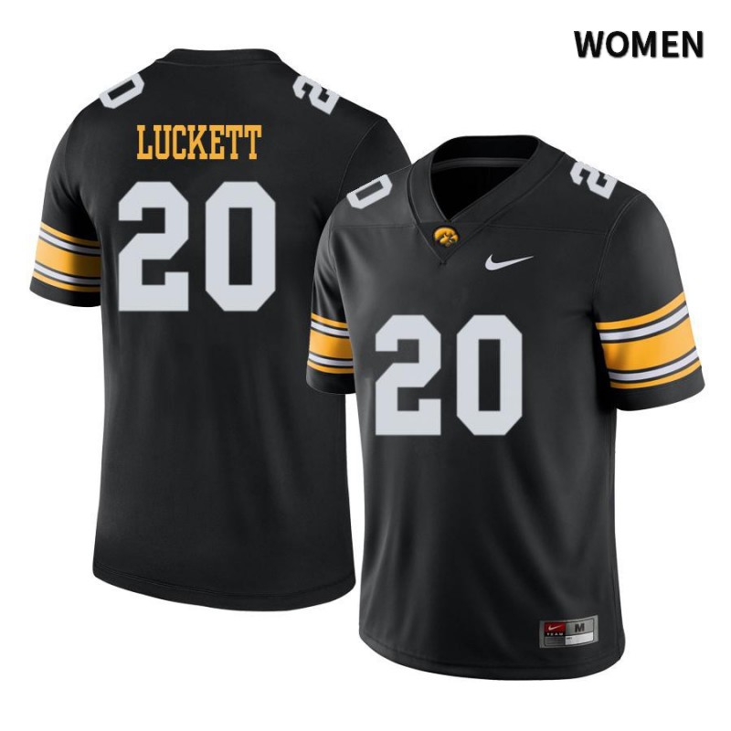 Women's Iowa Hawkeyes NCAA #20 Keontae Luckett Black Authentic Nike Alumni Stitched College Football Jersey XC34O12LI